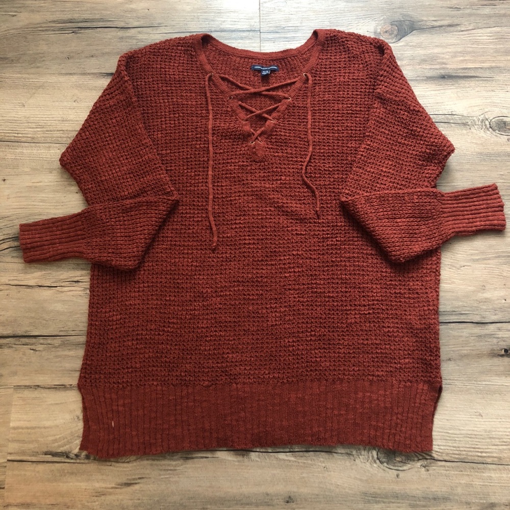NWOT - Burnt Orange Tie Up Sweater